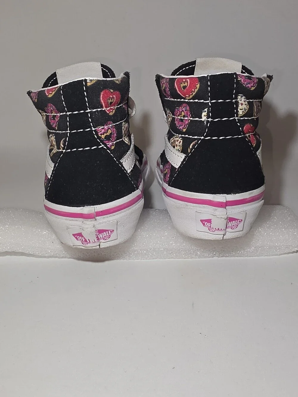 Vans Kids Black High-Top Sneakers with Pink Accents